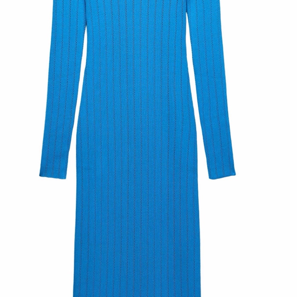 Elegant Blue Long Sleeve Dress